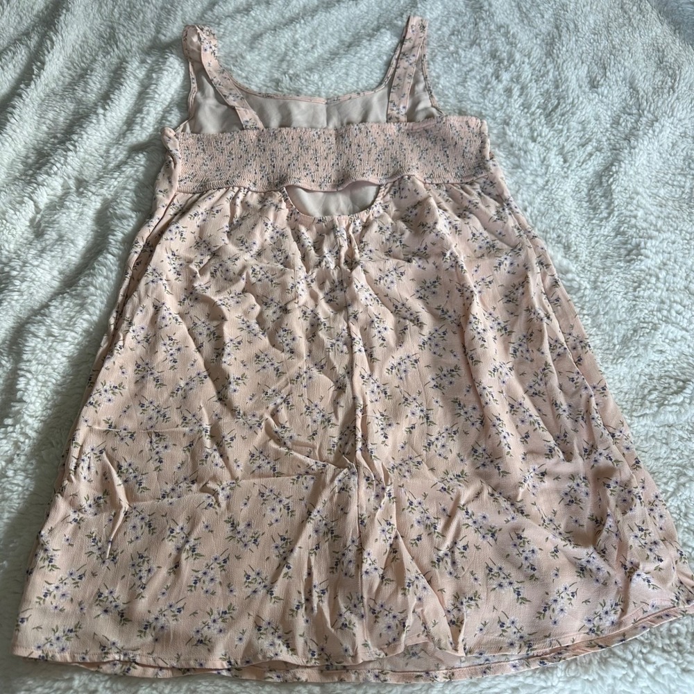 American Eagle Floral Smocked Back Babydoll Top Pink Purple Boho NWT Size L - Picture 8 of 16
